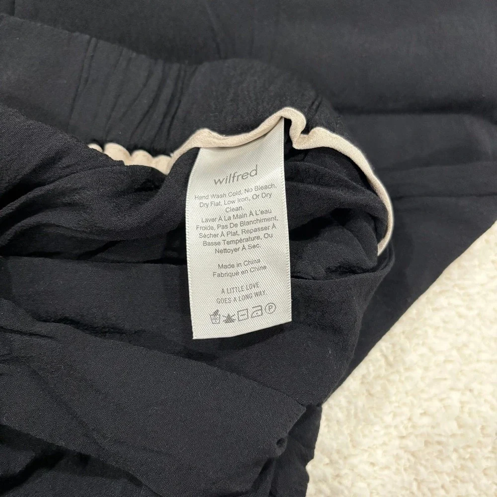 Wilfred Aritzia Faun Tie Waist Wide Leg Crop Black Sheer Lightweight Pant Medium - Picture 7 of 7